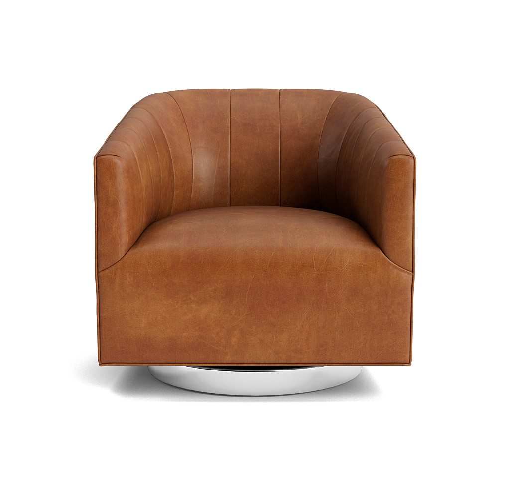 Cooper Studio Leather Channel Tufted Swivel Chair