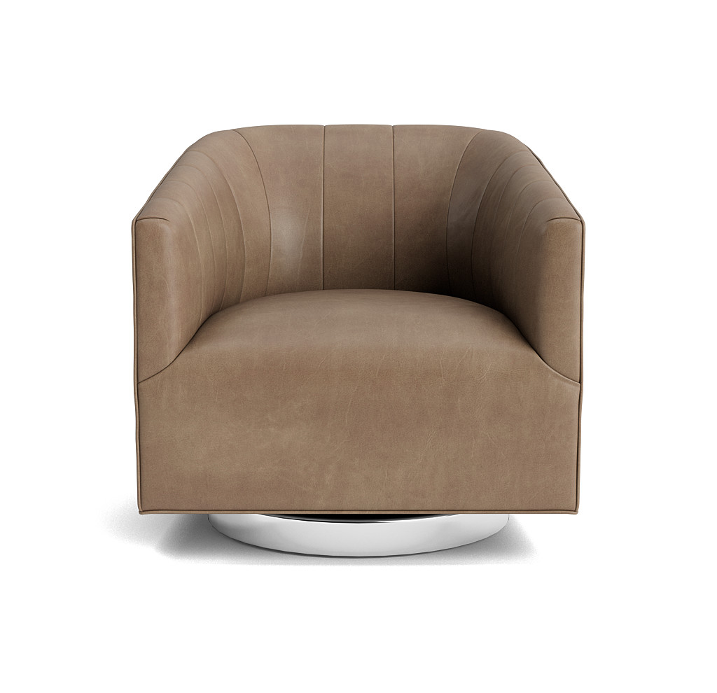 Cooper Leather Channel Tufted Full Swivel Chair