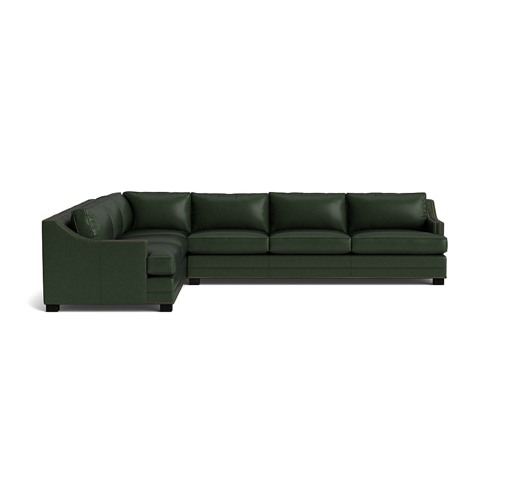 keaton slope arm leather right sectional w/nailhead