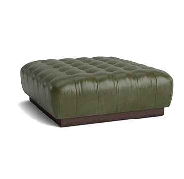 MILLER SQUARE LEATHER OTTOMAN