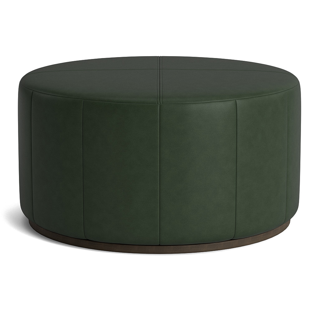 Stephon Leather Channel 36 Inch Round Ottoman