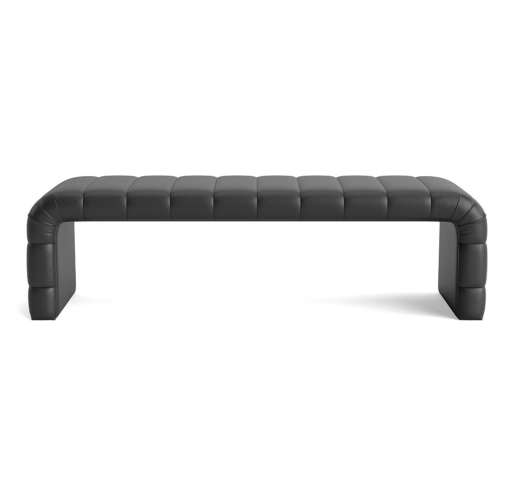 callan leather channel tufted bench