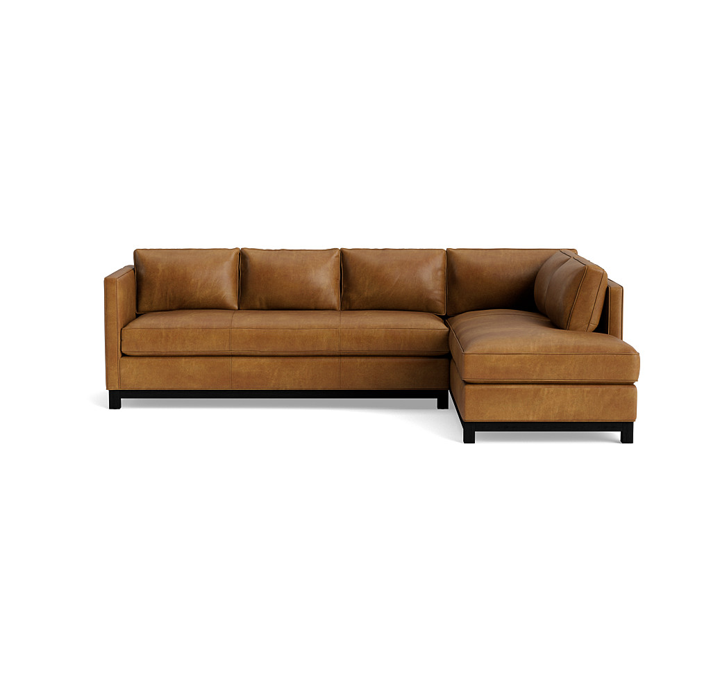 Clifton Leather Right Chaise Sectional with Welt