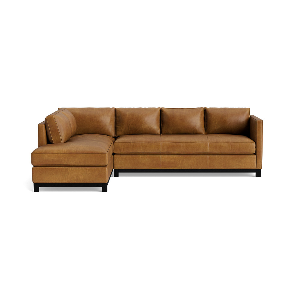 Clifton Leather Left Chaise Sectional with Welt