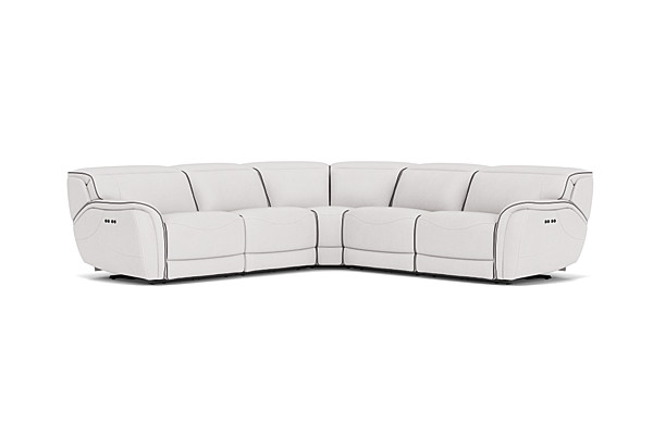 Corbin Fog Leather Dual Power Reclining 5-Piece Sectional