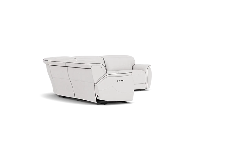 Corbin Fog Leather Dual Power Reclining 5-Piece Sectional