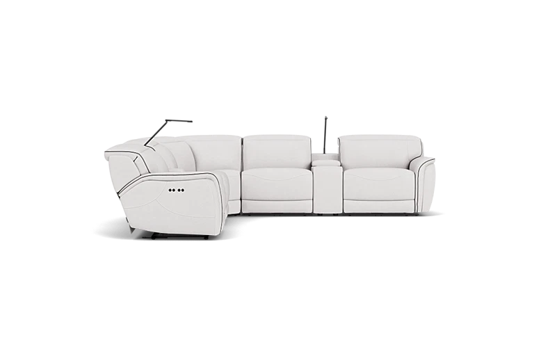 Corbin Fog Leather Dual Power Reclining 7-Piece Sectional