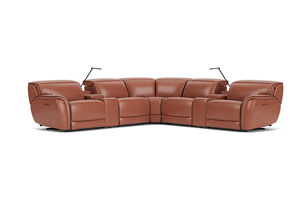 Corbin Brown Leather Dual Power Reclining 7-Piece Sectional