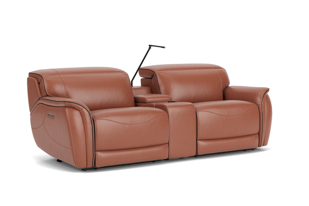 Corbin Brown Leather Dual Power Reclining Console Loveseat placeholder