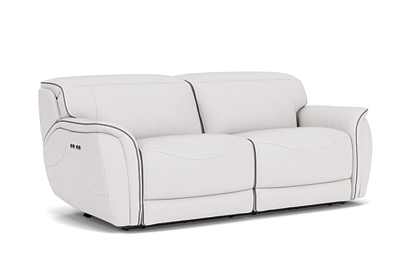 Corbin Fog Leather Dual Power Reclining Loveseat