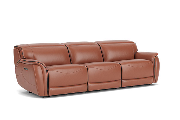 Corbin Brown Leather Dual Power Reclining Sofa