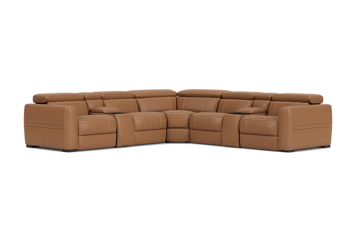 Ford 7-Piece Leather Dual Power Reclining Sectional at Gardner White