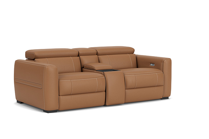Ford Leather Dual Power Reclining Console Loveseat