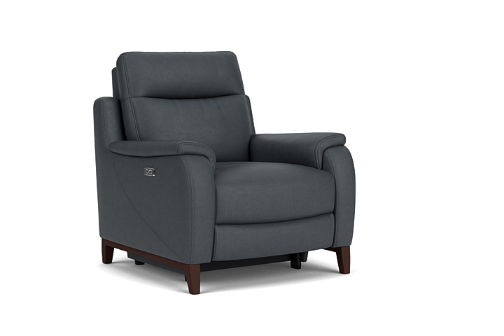 Marco Blue Dual Power Leather Recliner