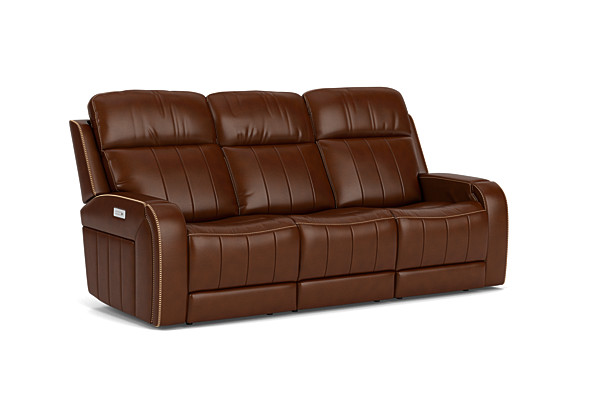 Maverick Brown Audio Triple Power Leather Reclining Sofa