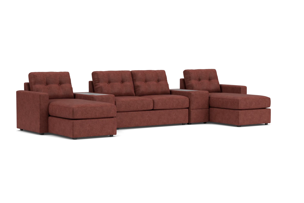 ModularOne Sectional Merlot 5-Piece Sectional with Sleeper + E-Console placeholder