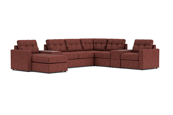 ModularOne Sectional Merlot 7-Piece Sectional with Sleeper + E-Console + Left Arm Facing Chaise