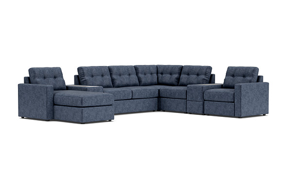 ModularOne Navy 7-Piece Sleeper Sectional with Left Arm Facing Chaise