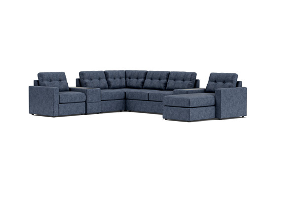 ModularOne Navy 7-Piece Sleeper Sectional with Right Arm Facing Chaise