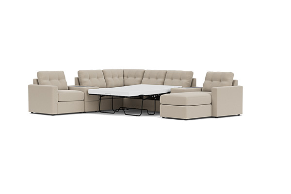 ModularOne Stone 7-Piece Sleeper Sectional with Right Arm Facing Chaise