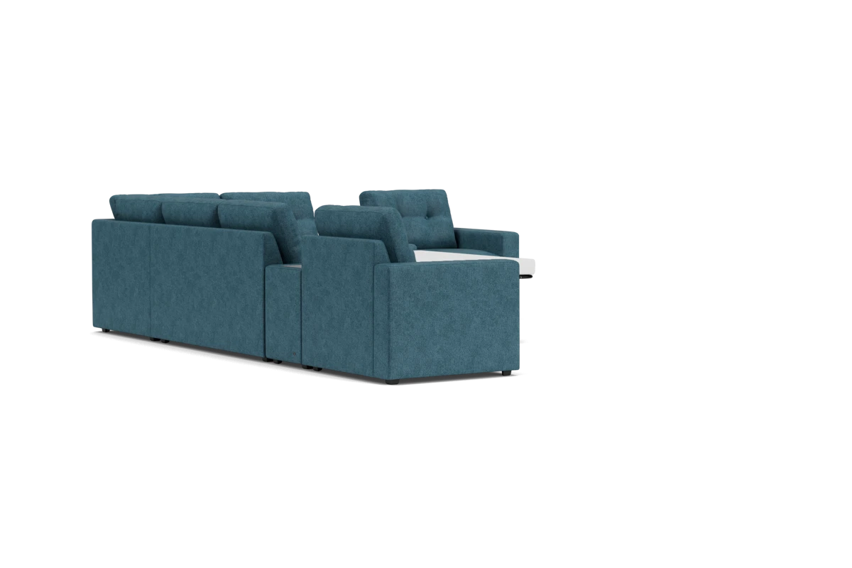 ModularOne Sectional Teal 7-Piece Sectional with Sleeper + E-Console placeholder