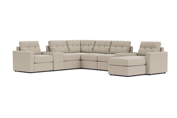 ModularOne Stone 8-Piece Sectional with E-Console & Right Arm Facing Chaise