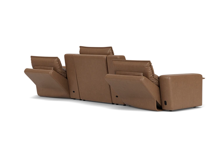 ModularTwo Brown 5-Piece Dual Power Reclining Sofa with Armless Chair