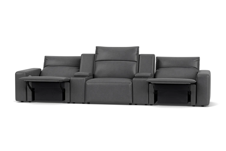 ModularTwo Grey 5-Piece Dual Power Reclining Sofa with Armless Chair