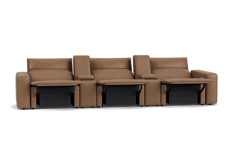 ModularTwo Brown 5-Piece Dual Power Reclining Sofa with Armless