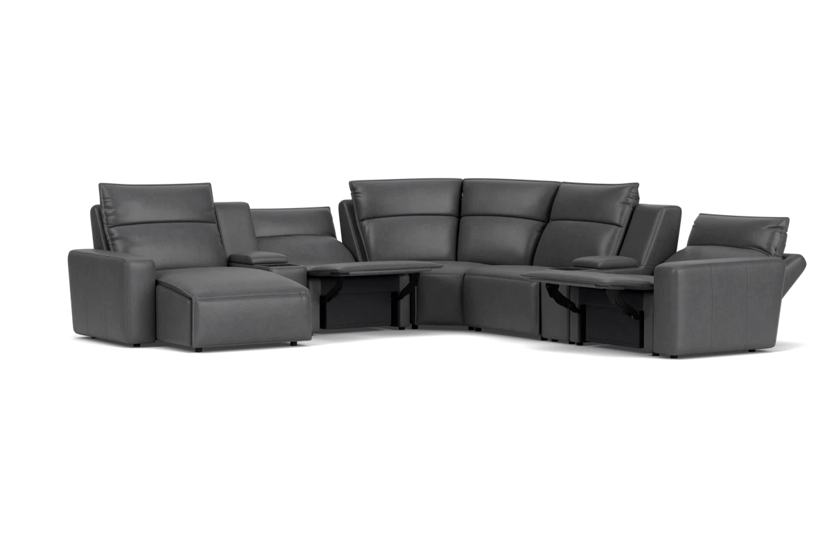 ModularTwo Grey 7-Piece Dual Power Reclining Sectional with Left Arm Facing Chaise + 2 E-Consoles placeholder