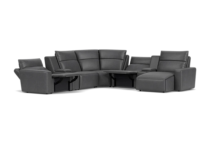 ModularTwo Grey 7-Piece Dual Power Reclining Sectional with Right