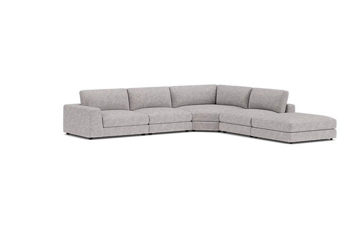 ModularThree Grey 5-Piece Sectional with Left Arm Facing Chair + Bump Ottoman placeholder