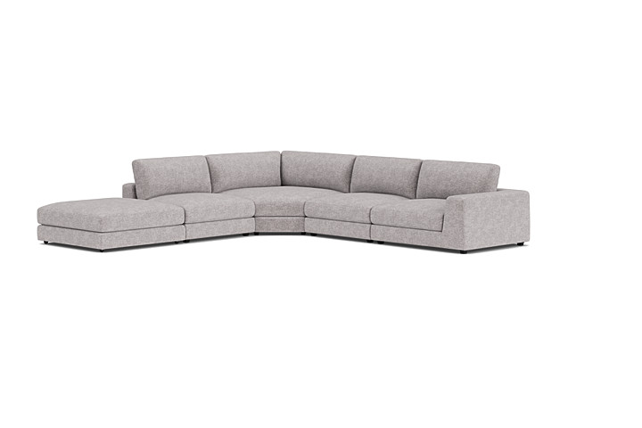 ModularThree Grey 5-Piece Sectional with Right Arm Facing Chair + Bump Ottoman