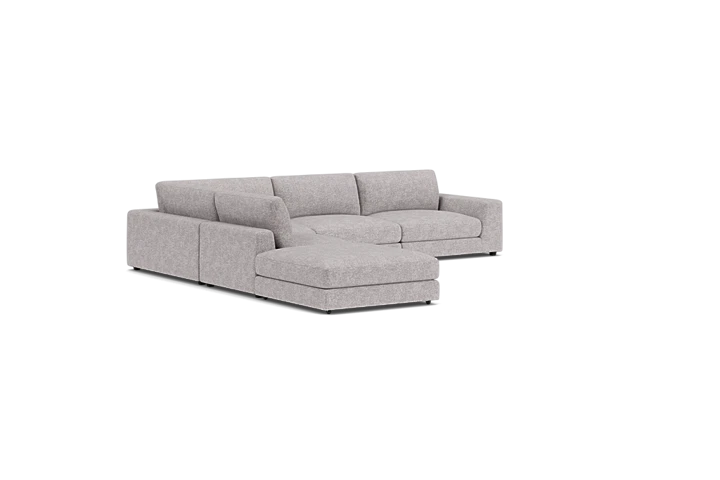 ModularThree Grey 5-Piece Sectional with Right Arm Facing Chair + Bump Ottoman placeholder