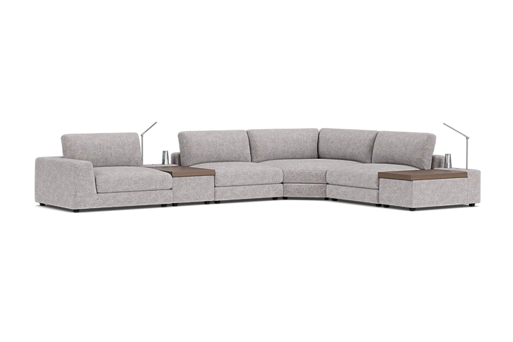 ModularThree Grey 6-Piece Sectional with Left Arm Facing Chair + 2 Media Consoles placeholder