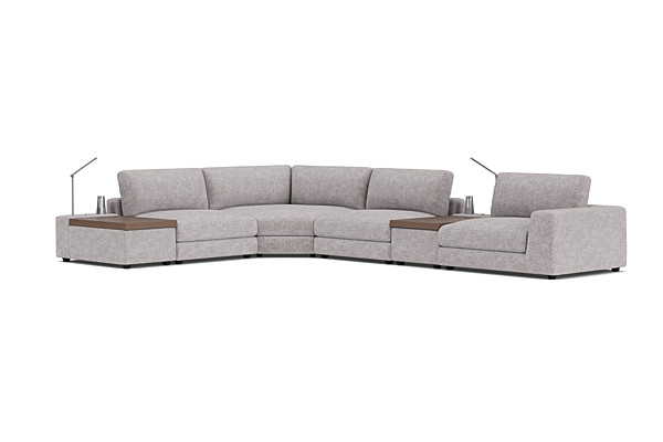 ModularThree Grey 6-Piece Sectional with Right Arm Facing Chair + 2 Media Consoles