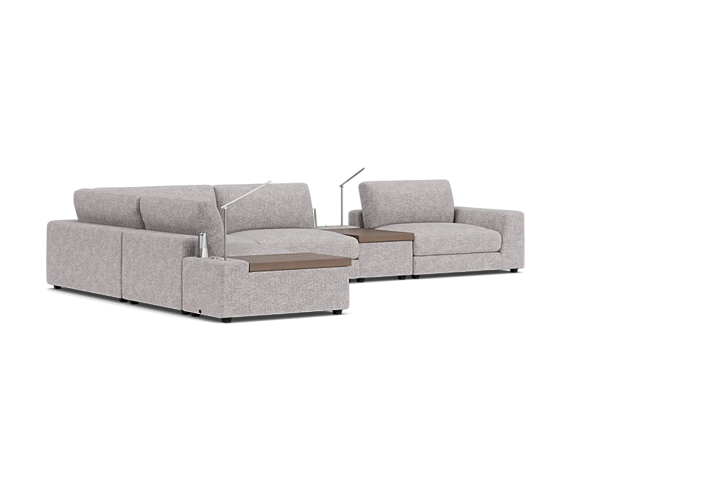 ModularThree Grey 6-Piece Sectional with Right Arm Facing Chair + 2 Media Consoles placeholder