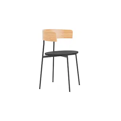 Friday dining chair with arms - black frame - natural back (no upholstery)