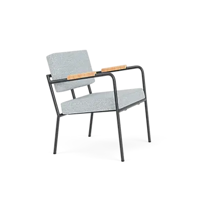 Monday fauteuil met armleuning - zwart frame - natural arms
