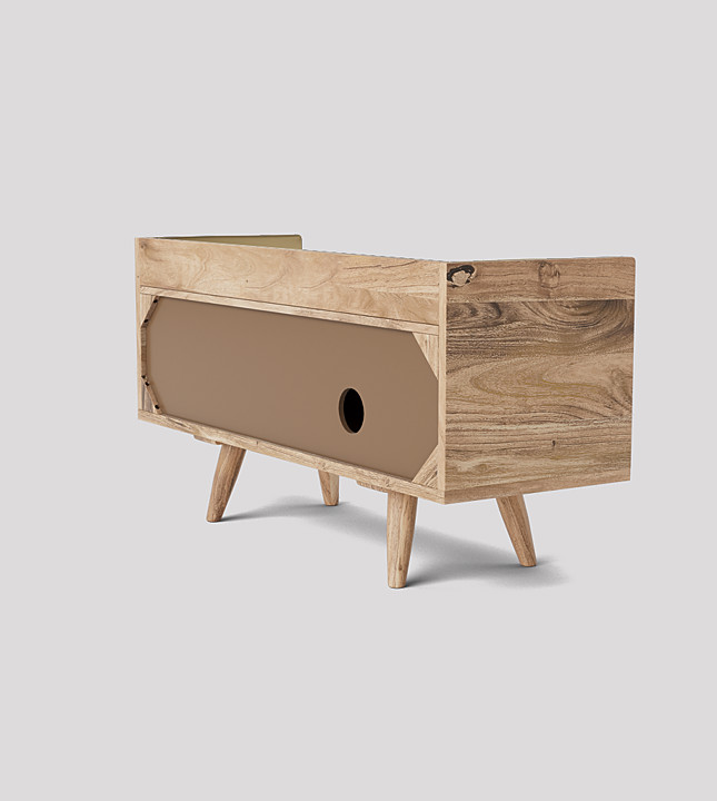 Fresco MidCentury Style Small TV Stand in Natural OakStained Mango Wood Swoon