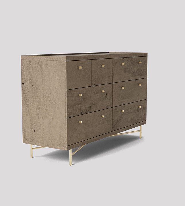 Halle Eight-drawer Chest of Drawers in Sandblasted Grey Mango Wood 