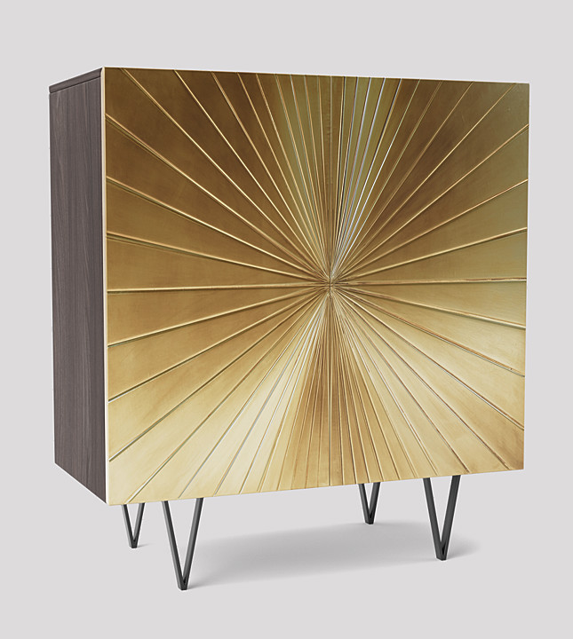 Ziggy Contemporary Cabinet in Brass & Dark Mango Wood