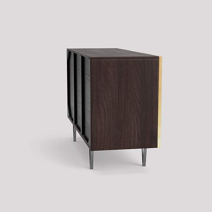 Ziggy Contemporary Sideboard in Brass & Dark Mango Wood Swoon