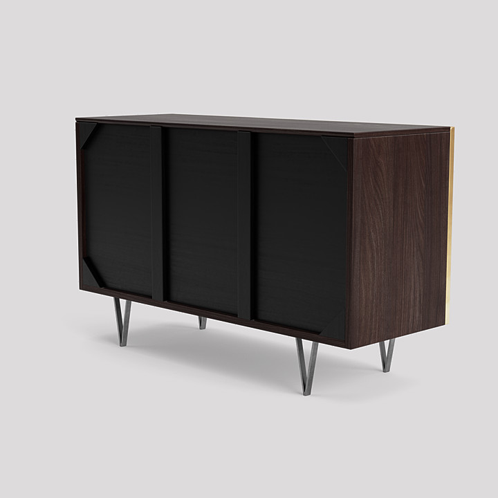 Ziggy Contemporary Sideboard in Brass & Dark Mango Wood Swoon