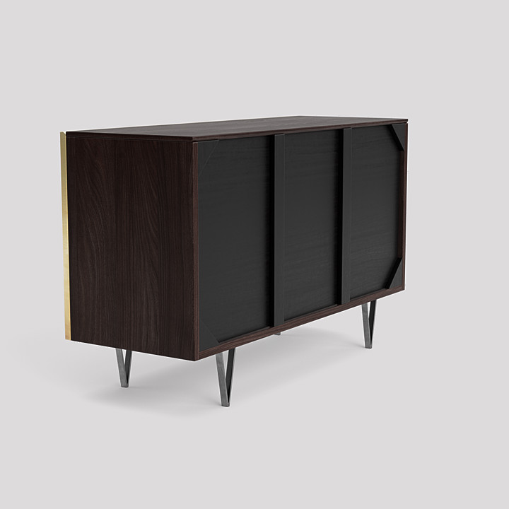 Ziggy Contemporary Sideboard in Brass & Dark Mango Wood