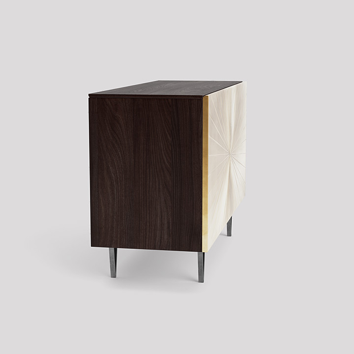 Ziggy Contemporary Sideboard in Brass & Dark Mango Wood Swoon