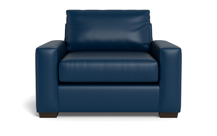 big blue leather arm chair