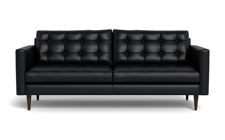 sofá de couro moderno de meados do século