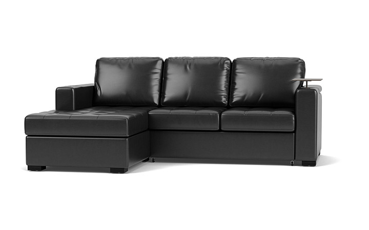 Luigi Full Pullout Sofa Chaise In Black Left Facing