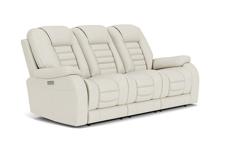 Malibu 3 Power Sofa In Platinum Leather